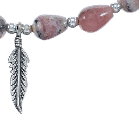 Southwestern Rhodochrosite Authentic Sterling Silver Bead Necklace JX124637